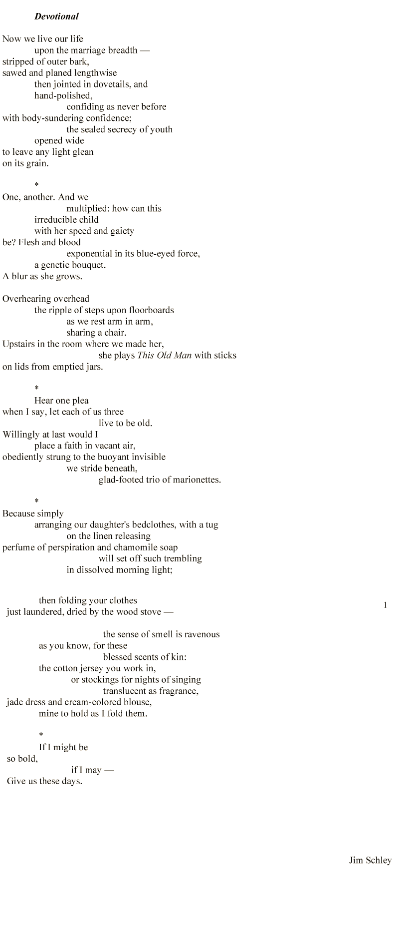 poem by jim schley -- Devotional